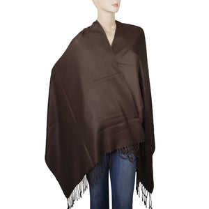 Women's Soft Solid Color Pashmina Shawl Wrap Scarf - Dark Brown