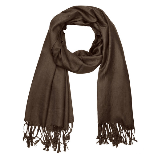 Women's Soft Solid Color Pashmina Shawl Wrap Scarf - Dark Brown