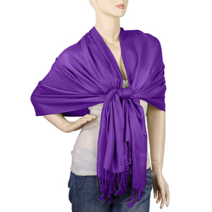 Women's Soft Solid Color Pashmina Shawl Wrap Scarf - Violet Purple