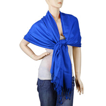 Load image into Gallery viewer, Women&#39;s Soft Solid Color Pashmina Shawl Wrap Scarf - Royal