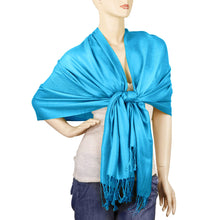 Load image into Gallery viewer, Women&#39;s Soft Solid Color Pashmina Shawl Wrap Scarf - Turquoise