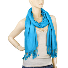 Load image into Gallery viewer, Women&#39;s Soft Solid Color Pashmina Shawl Wrap Scarf - Turquoise