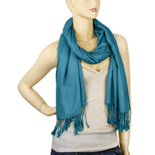 Load image into Gallery viewer, Women&#39;s Soft Solid Color Pashmina Shawl Wrap Scarf - Teal Blue