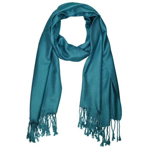 Women's Soft Solid Color Pashmina Shawl Wrap Scarf - Teal Blue