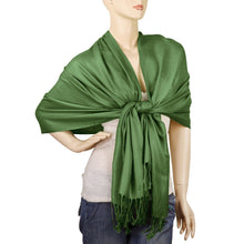 Load image into Gallery viewer, Women&#39;s Soft Solid Color Pashmina Shawl Wrap Scarf - Olive