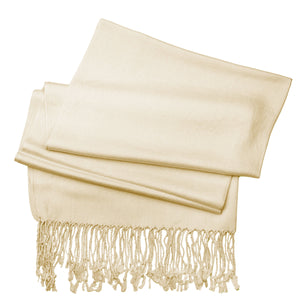 Women's Soft Solid Color Pashmina Shawl Wrap Scarf - Ivory