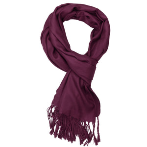 Women's Soft Solid Color Pashmina Shawl Wrap Scarf - Wine