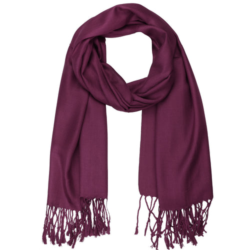 Women's Soft Solid Color Pashmina Shawl Wrap Scarf - Wine