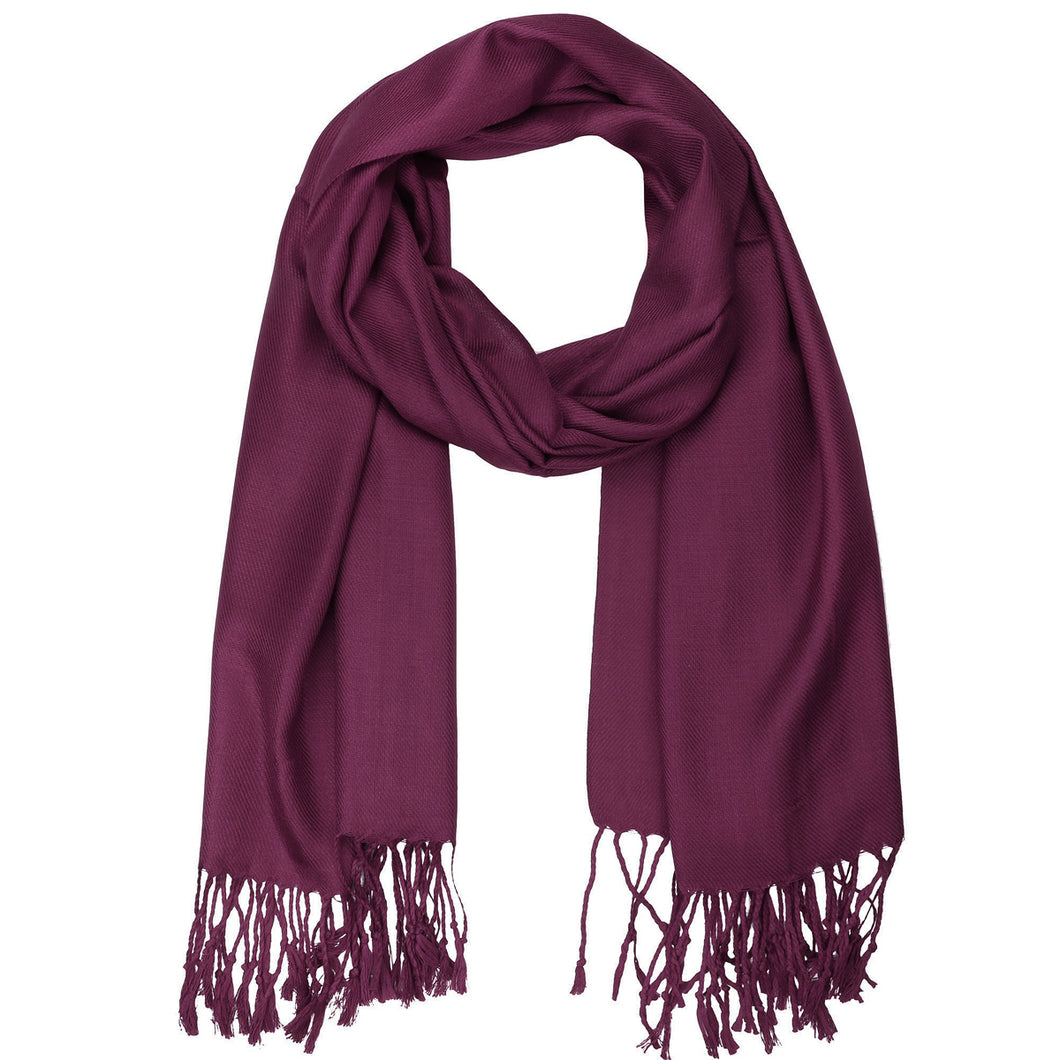 Women's Soft Solid Color Pashmina Shawl Wrap Scarf - Wine