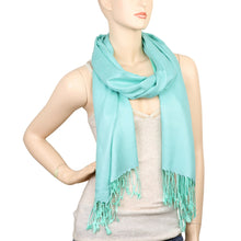 Load image into Gallery viewer, Women&#39;s Soft Solid Color Pashmina Shawl Wrap Scarf - Aqua Blue