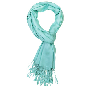 Women's Soft Solid Color Pashmina Shawl Wrap Scarf - Aqua Blue