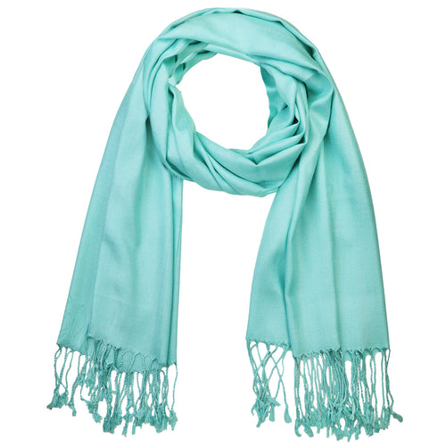 Women's Soft Solid Color Pashmina Shawl Wrap Scarf - Aqua Blue