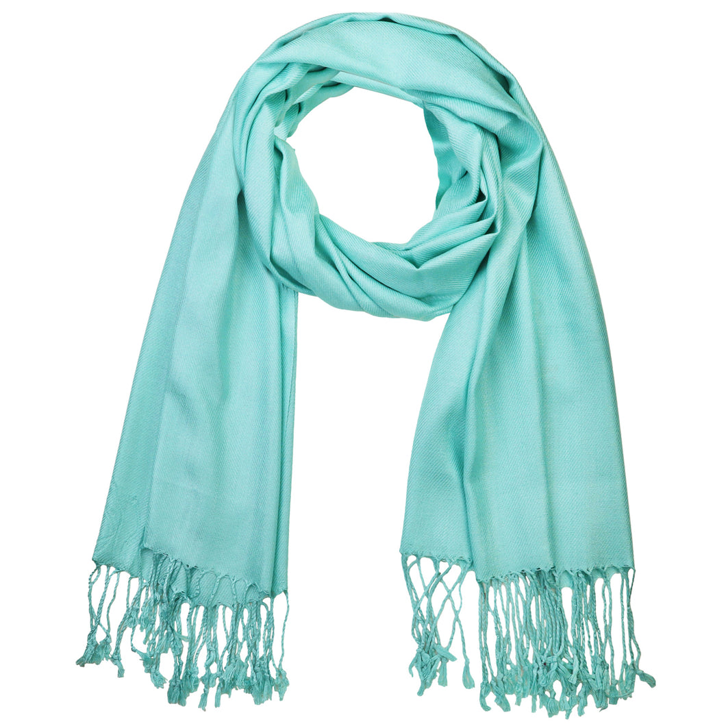 Women's Soft Solid Color Pashmina Shawl Wrap Scarf - Aqua Blue