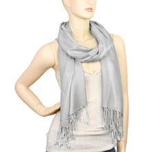 Load image into Gallery viewer, Women&#39;s Soft Solid Color Pashmina Shawl Wrap Scarf - Silver Grey