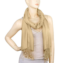Load image into Gallery viewer, Women&#39;s Soft Solid Color Pashmina Shawl Wrap Scarf - Champagne