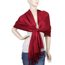 Load image into Gallery viewer, Women&#39;s Soft Solid Color Pashmina Shawl Wrap Scarf - Burgundy