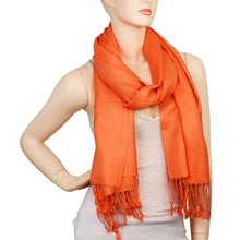 Load image into Gallery viewer, Women&#39;s Soft Solid Color Pashmina Shawl Wrap Scarf - Orange