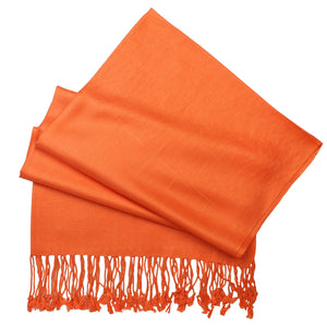 Women's Soft Solid Color Pashmina Shawl Wrap Scarf - Orange