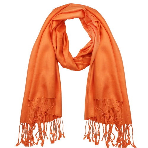 Women's Soft Solid Color Pashmina Shawl Wrap Scarf - Orange