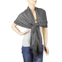 Load image into Gallery viewer, Women&#39;s Soft Solid Color Pashmina Shawl Wrap Scarf - Dark Grey