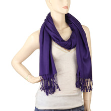 Load image into Gallery viewer, Women&#39;s Soft Solid Color Pashmina Shawl Wrap Scarf - Dark Purple