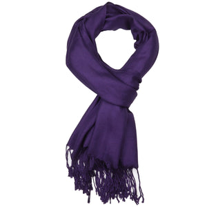 Women's Soft Solid Color Pashmina Shawl Wrap Scarf - Dark Purple