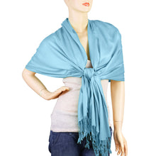 Load image into Gallery viewer, Women&#39;s Soft Solid Color Pashmina Shawl Wrap Scarf - Sky Blue