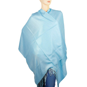 Women's Soft Solid Color Pashmina Shawl Wrap Scarf - Sky Blue