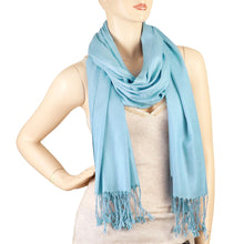 Load image into Gallery viewer, Women&#39;s Soft Solid Color Pashmina Shawl Wrap Scarf - Sky Blue