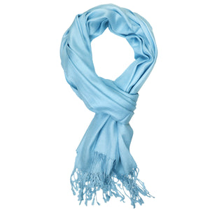 Women's Soft Solid Color Pashmina Shawl Wrap Scarf - Sky Blue