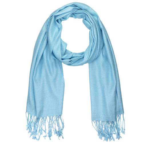Women's Soft Solid Color Pashmina Shawl Wrap Scarf - Sky Blue