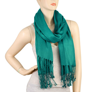 Women's Soft Solid Color Pashmina Shawl Wrap Scarf - Teal Green