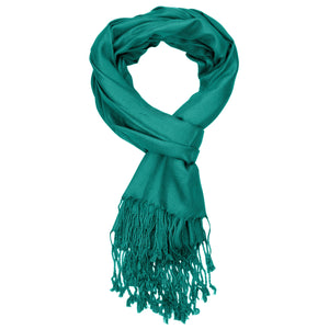 Women's Soft Solid Color Pashmina Shawl Wrap Scarf - Teal Green