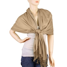 Load image into Gallery viewer, Women&#39;s Soft Solid Color Pashmina Shawl Wrap Scarf - Camel