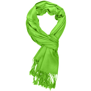 Women's Soft Solid Color Pashmina Shawl Wrap Scarf - Lime Green