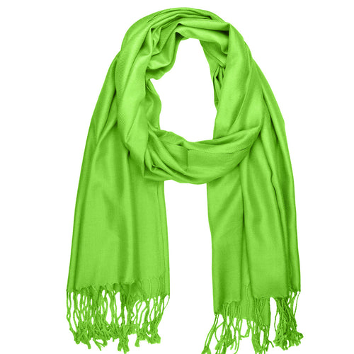 Women's Soft Solid Color Pashmina Shawl Wrap Scarf - Lime Green