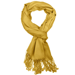 Women's Soft Solid Color Pashmina Shawl Wrap Scarf - Mustard Golden
