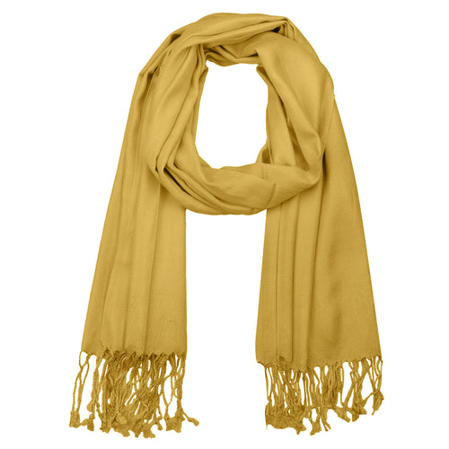 Women's Soft Solid Color Pashmina Shawl Wrap Scarf - Mustard Golden