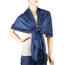Load image into Gallery viewer, Women&#39;s Soft Solid Color Pashmina Shawl Wrap Scarf - Light Navy