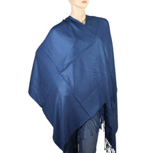 Load image into Gallery viewer, Women&#39;s Soft Solid Color Pashmina Shawl Wrap Scarf - Light Navy