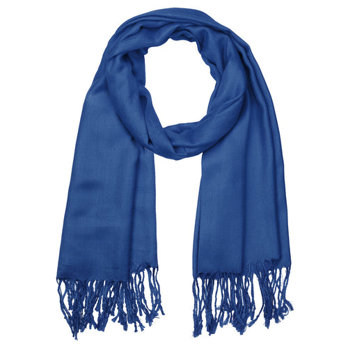 Women's Soft Solid Color Pashmina Shawl Wrap Scarf - Light Navy