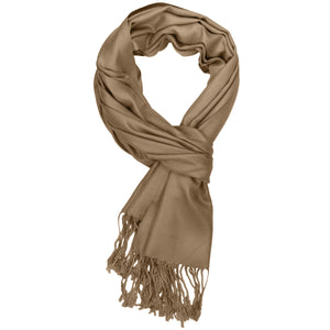 Women's Soft Solid Color Pashmina Shawl Wrap Scarf - Pale Brown