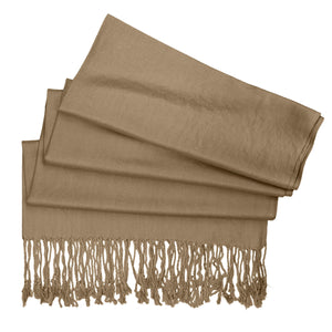 Women's Soft Solid Color Pashmina Shawl Wrap Scarf - Pale Brown