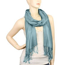 Load image into Gallery viewer, Women&#39;s Soft Solid Color Pashmina Shawl Wrap Scarf - Steelblue