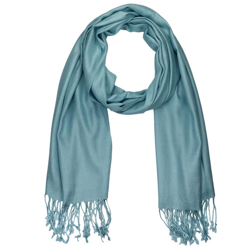 Women's Soft Solid Color Pashmina Shawl Wrap Scarf - Steelblue