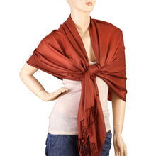 Load image into Gallery viewer, Women&#39;s Soft Solid Color Pashmina Shawl Wrap Scarf - Rust