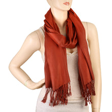 Load image into Gallery viewer, Women&#39;s Soft Solid Color Pashmina Shawl Wrap Scarf - Rust