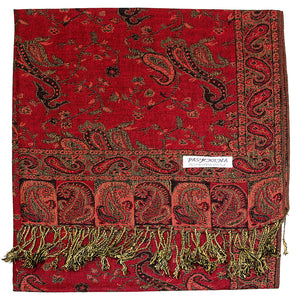 Women's Paisley Pashmina Scarf - Red