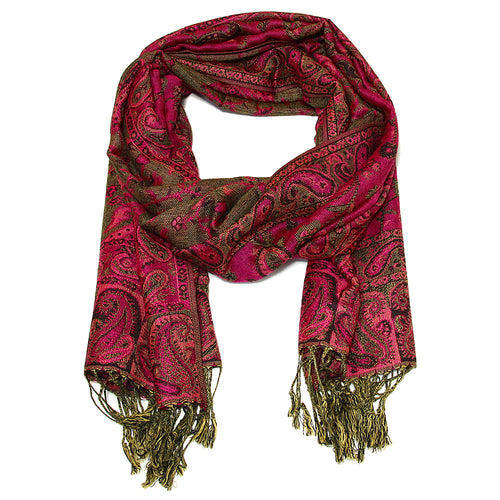 Women's Paisley Pashmina Scarf - Fuchsia