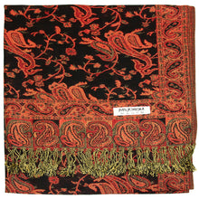 Load image into Gallery viewer, Women&#39;s Paisley Pashmina Scarf - Black Rust